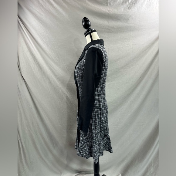 Plaid Double Breasted Ruffle Hem Dress Black - Picture 7 of 8